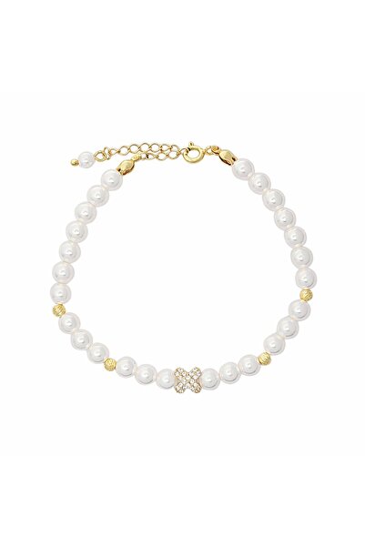 Bijuteria SORELLY Ασημένιο βραχιόλι επιχρυσωμένο 14Κ με μαργαριτάρια