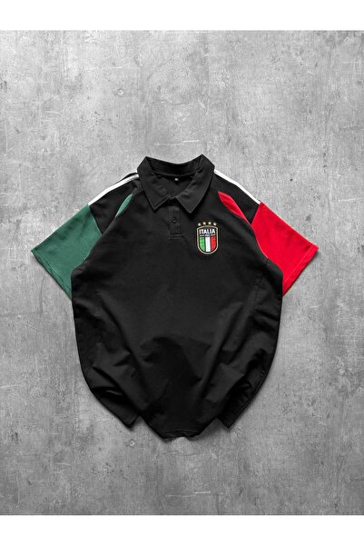Vigorize İtalia Oversize Unisex Nakışlı Pamuklu T-Shirt