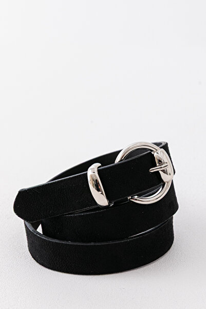 Pantastic Jeans 2.5 cm Silver Buckle Suede Imitation Leather Women's Belt