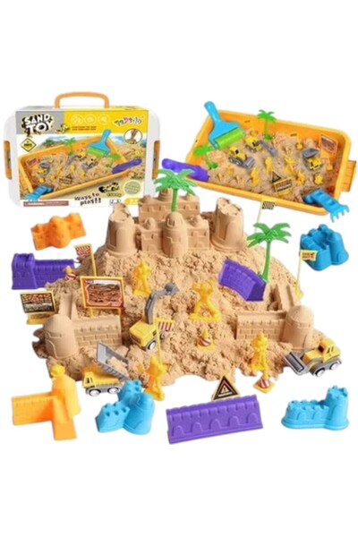Toybox مجموعة صندوق رمل حركي مع 1 كجم من الرمل للتشكيل وأدوات، ألعاب حسية للأ...