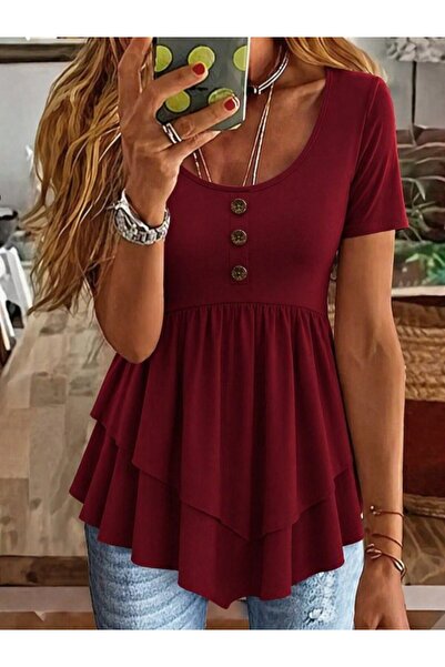 DRESSIFY WOMEN’S FASHION Γυναικεία κοντομάνικη μπλούζα από βισκόζη με στρογγυ...