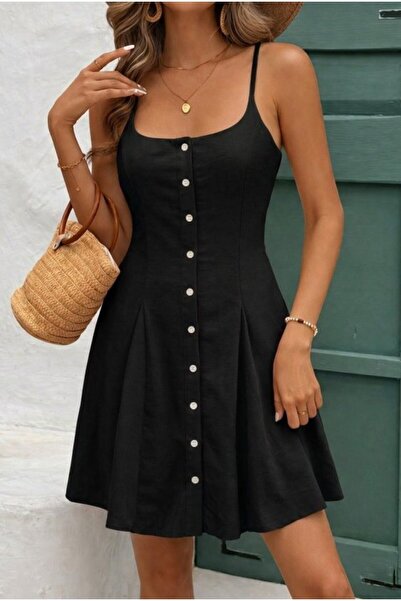 DRESSIFY WOMEN’S FASHION Γυναικείο κοντό φόρεμα με κορδόνια και κουμπιά μπροστά