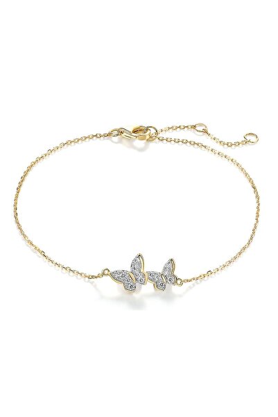 Bijuteria SORELLY Βραχιόλι πεταλούδα από χρυσό 14 καρατίων με διαμάντια 0.08 ...