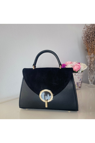 Zea Mini Geantă Elegantă din Catifea Neagră