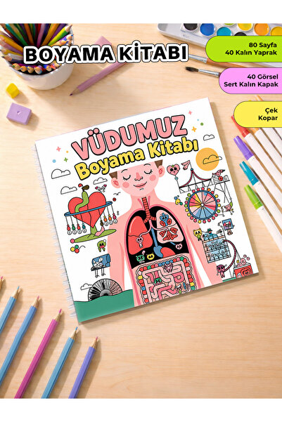 metafortoys Vücudumuz Boyama Kitabı – 21x20 cm I 40 Görsel I Çocuklar ve Yeti...