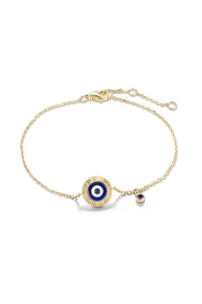 Bijuteria SORELLY Βραχιόλι από χρυσό 14 καρατίων με ματάκι και ζαφείρι 0.06 κ...