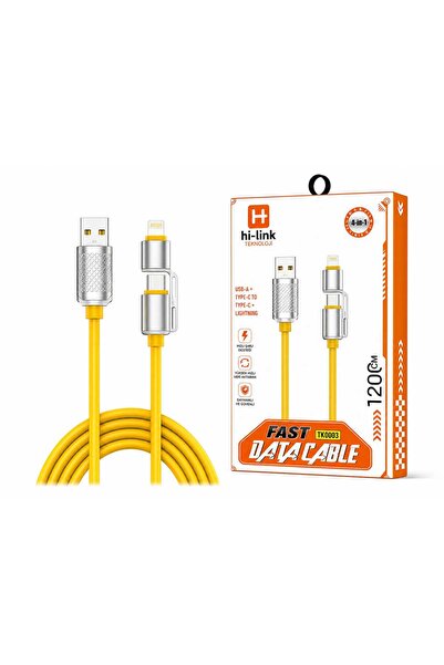 YİGİT ELEKTRONİK 34 HI-LİNK HIZLI ŞARJ VE DATA AKTARMA KABLOSU 67W -33W 4 İN ...