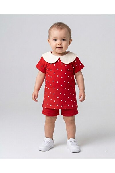 Egelite Baby Girl Heart Printed Baby Collar 6-9-12-18-24 Months Stylish Holid...