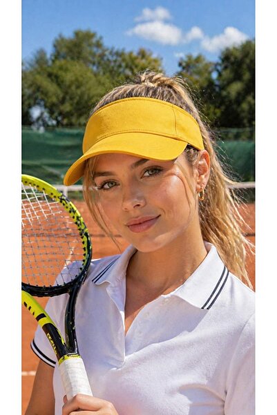 MARBERRY Κίτρινο βαμβακερό ρυθμιζόμενο γείσο Γυναικείο καπέλο Tenisci
