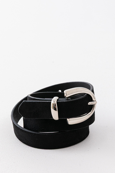 Pantastic Jeans 2.5 cm Black Suede Women's Belt with Silver Buckle