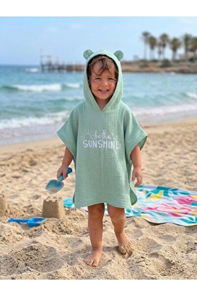 Kids Muslin Sea Poncho Hooded Cotton Quick-Dry
