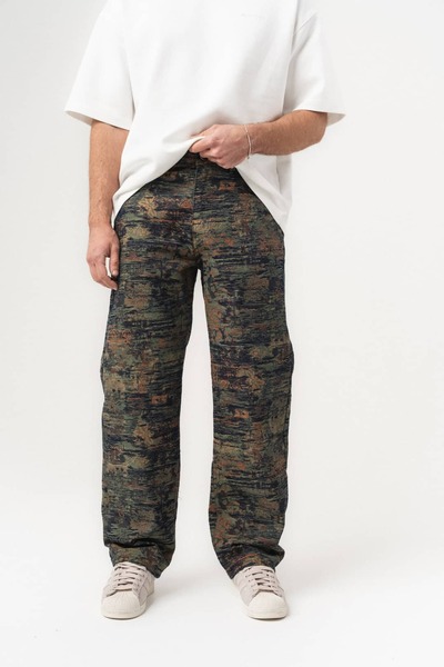 go gang own Jacquard Ethnic Patterned Jean Baggy Trousers