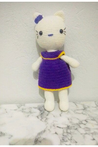 MİNOHOUSE Amigurumi Mor Elbiseli Hello Kitty Organik Oyuncak