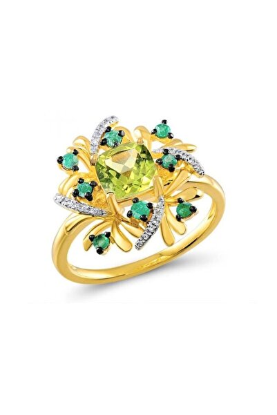 Bijuteria SORELLY Δαχτυλίδι από χρυσό 14 καρατίων με διαμάντια κοπής σμαράγδι...