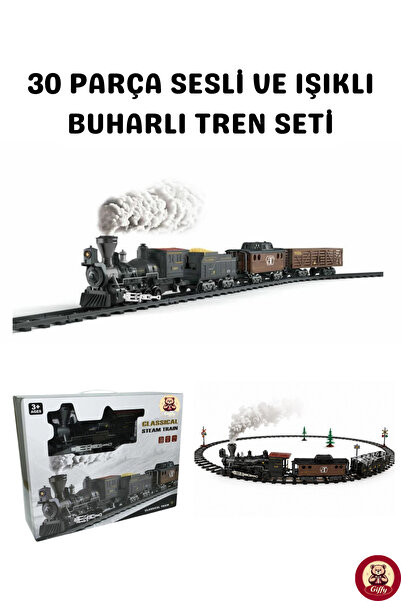 giffy Işıklı Sesli Buharlı Tren Seti 30 Parça – Gerçek Buhar Efektli, Klasik ...