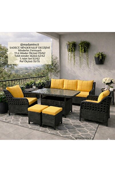 MADAMİNCİ Balkon & Bahçe Mobilyası MİNDER KILIFI SU İTİCİ GÜNEŞE DAYANIKLI OU...