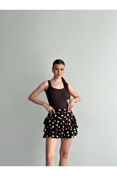 Bella Breeze Γυναικεία Μίνι Φούστα Πουά με Στρώσεις, Ψηλόμεση Καλοκαιρινή Φού...