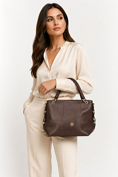 Moda Lime Καφέ, κομψά σχεδιασμένο, μεγάλου όγκου γυναικείο μοντέλο τσάντας ώμ...