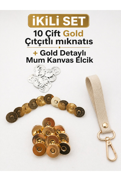 aladepo Alya Trend Gold Bag with Magnets (10 Pieces), Magnetic Snap Fasteners...