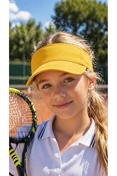 HAZAL KAYA ATELIER Yellow Cotton Visor Tenisci Girl's Hat 10-18 Years