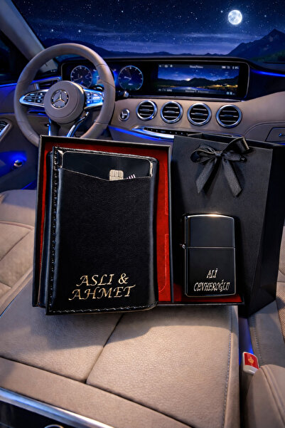 A-STİL TAKI Ανδρικό κουτί δώρου με μηχανισμό και βενζίνη, μαύρο πορτοφόλι και...