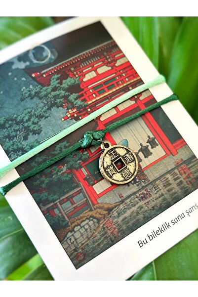 Atölye Merdiven Tapınak 2li Yeşil Feng Shui Çin Japon Şans Parası Bileklik