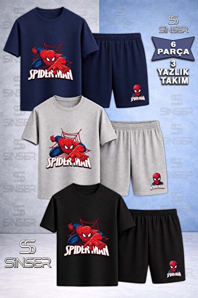 SS SİNSER Children's Orumcekman Red Ag Eller Yazida Printed Crew Neck 3-Piece...
