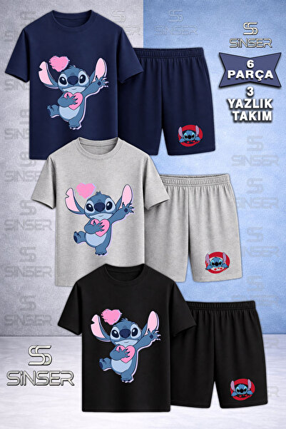 SS SİNSER Παιδικό STCH SINGLE HEART SLEEVE Σετ μπλουζάκι 3 τεμαχίων με στάμπα...