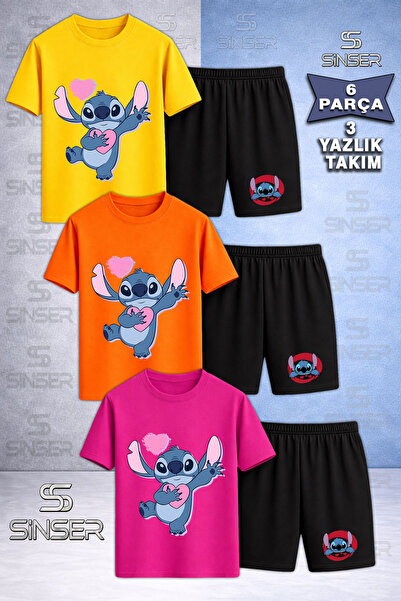 SS SİNSER Children's Stch Single Heart on Sleeve Printed Crew Neck 3-Piece T-...
