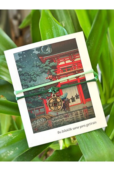 Atölye Merdiven Tapınak 2li Yeşil Feng Shui Çin Japon Şans Parası Bileklik