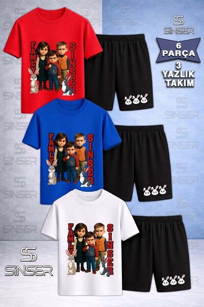 SS SİNSER Παιδικό Σετ T-Shirt και Σορτς 3 τεμαχίων με στάμπα SINSER YAZILI TA...