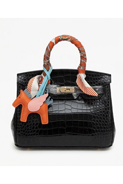 silora Classic Crocodile Pattern Handbag with Twill Accessory