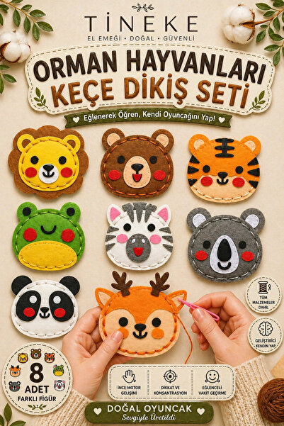 TİNEKE 8 Adet Çocuklar Için Kendin Yap Montessori Eğitici oyuncak Keçe Dikiş ...