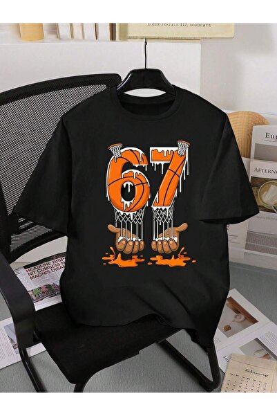 SVART WEAR Six Seven 67 Tricou cu mânecă scurtă, cu imprimeu, 100% bumbac, pe...