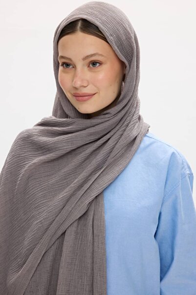 lavinscarfs شال من الموسلين المجعد باللون الأنثراسيت