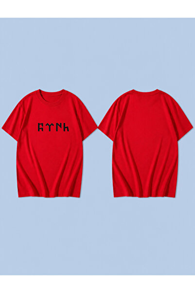 LORVEX Göktürkçe Turk Printed 100% Cotton Oversize Unisex T-Shirt Relaxed Fit...