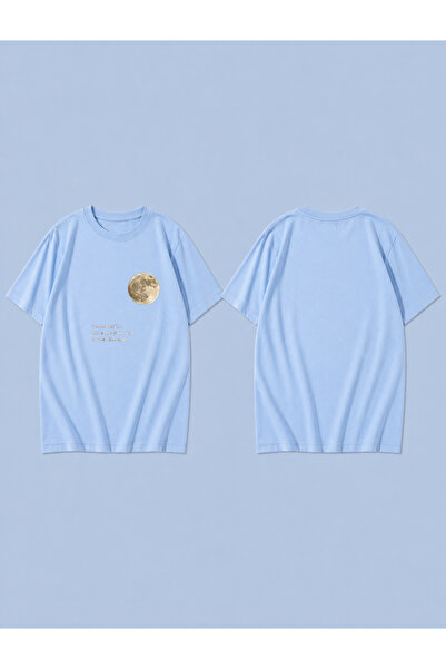 LORVEX Moon Words Yellow Printed 100% Cotton Oversize Unisex T-Shirt Relaxed ...