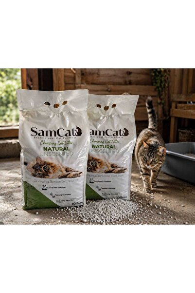 Samcat topaklanan natural tozsuz kedi kumu 10 LT (8,5 KG) X 2