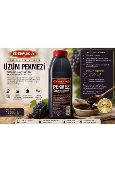 Koska Üzüm Pekmezi 1300 g – Gelenekten Gelen Saf Lezzet
