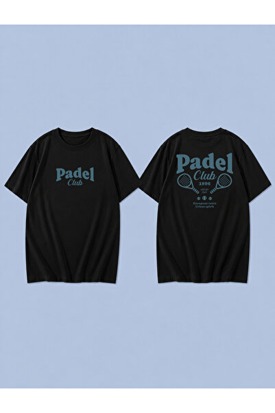 LORVEX PADEL CLUB TENNIS Tricou unisex supradimensionat, imprimat, 100% bumba...