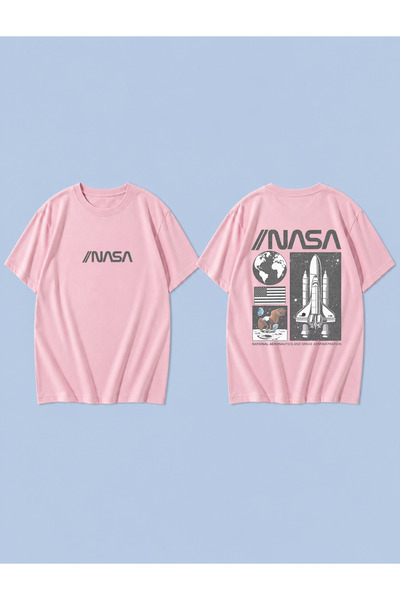 LORVEX Space Road Printed 100% Cotton Oversize Unisex T-Shirt Relaxed Fit T-S...