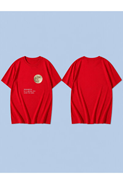 LORVEX Moon Words Yellow Printed 100% Cotton Oversize Unisex T-Shirt Relaxed ...