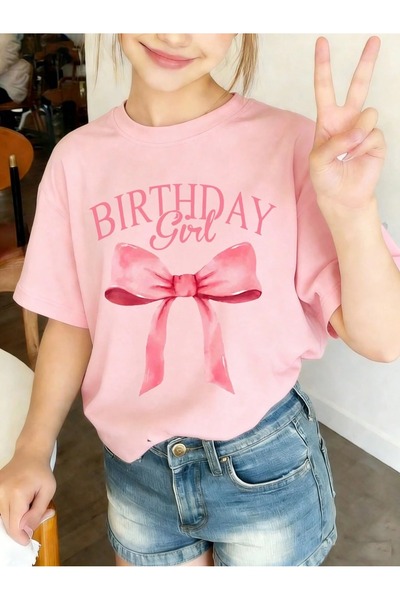 SVART WEAR Birthday Girl Baskılı Bisiklet Yaka %100 Pamuk ı Kısa Kollu Çocuk ...
