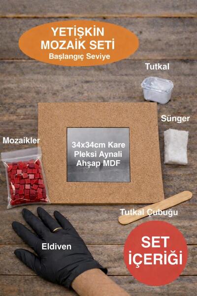 Karsan Mozaik 34x34cm Kare Pleksi Aynalı Yetişkin Mozaik Set (Başlangıç Seviy...