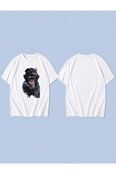LORVEX MONKEY FARM Μπλουζάκι Unisex με στάμπα, 100% βαμβάκι, Oversize, Άνετη ...