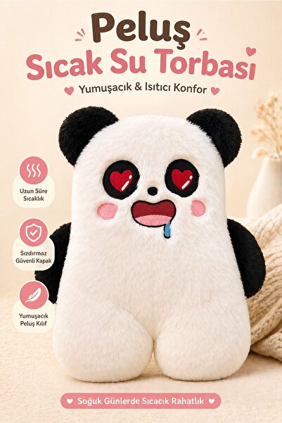 Kitchen Beauty Peluş Panda Şekilli Sıcak Su Torbası 1 lt Sıcak Su Torbası El ...