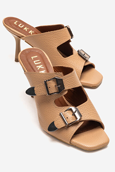 by selvi Lukka Shoes Γυναικείες παντόφλες Juno Nude από γνήσιο δέρμα με διπλή...