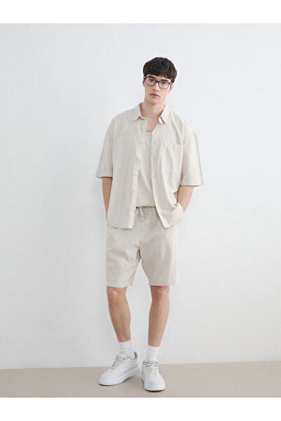 LC Waikiki Nevavm Standard Fit Linen-Look Men's Shorts with a Difference