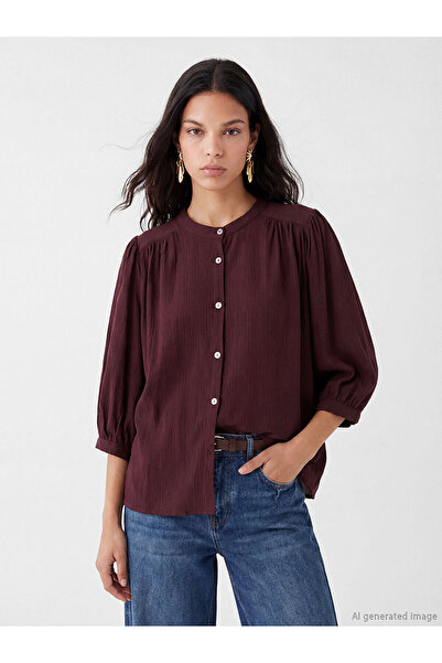 LC Waikiki Nevavm Farkıyla Hakim Collared Gathered Blouse