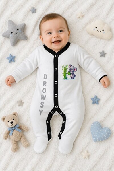 Superbaby Λευκή ολόσωμη φόρμα με μποτάκια για μωρά, Κοάλα